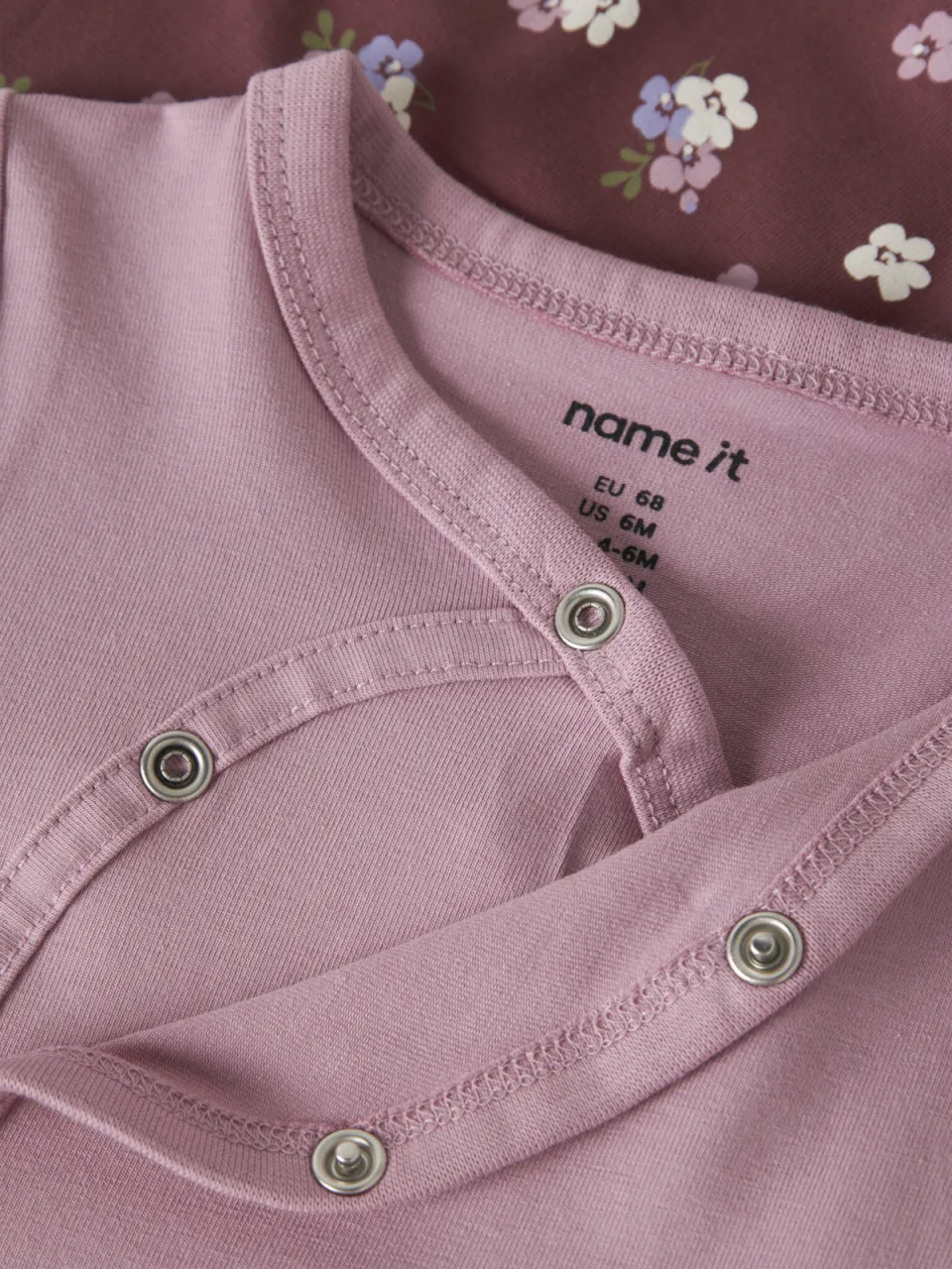 NAME IT BABY katoenen gebloemde broek en romper set - paars, foto 4