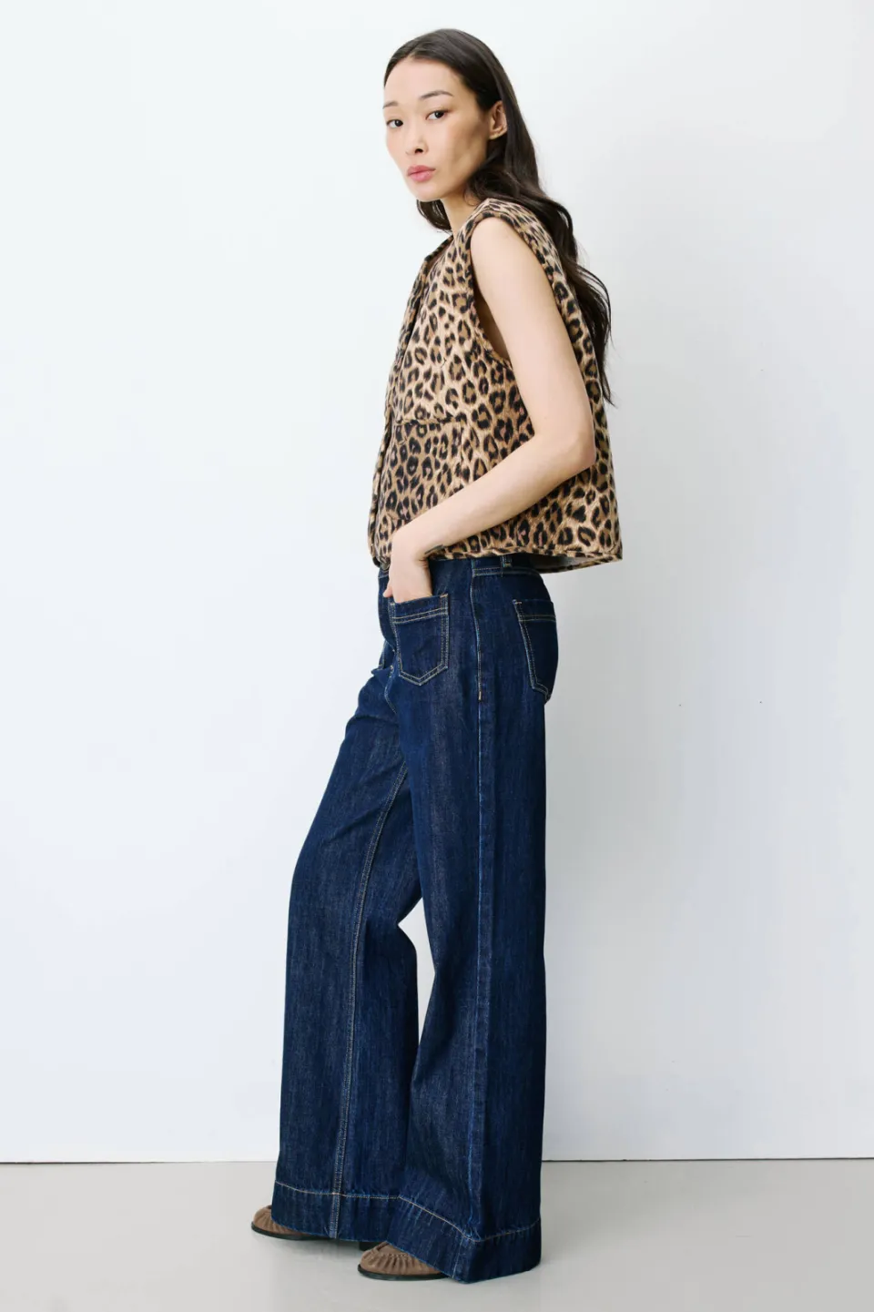 Grace & Mila gilet met panterprint - bruin/ecru, foto 3