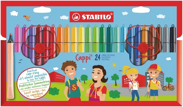 Stabilo viltstiften cappi (24 kleuren)