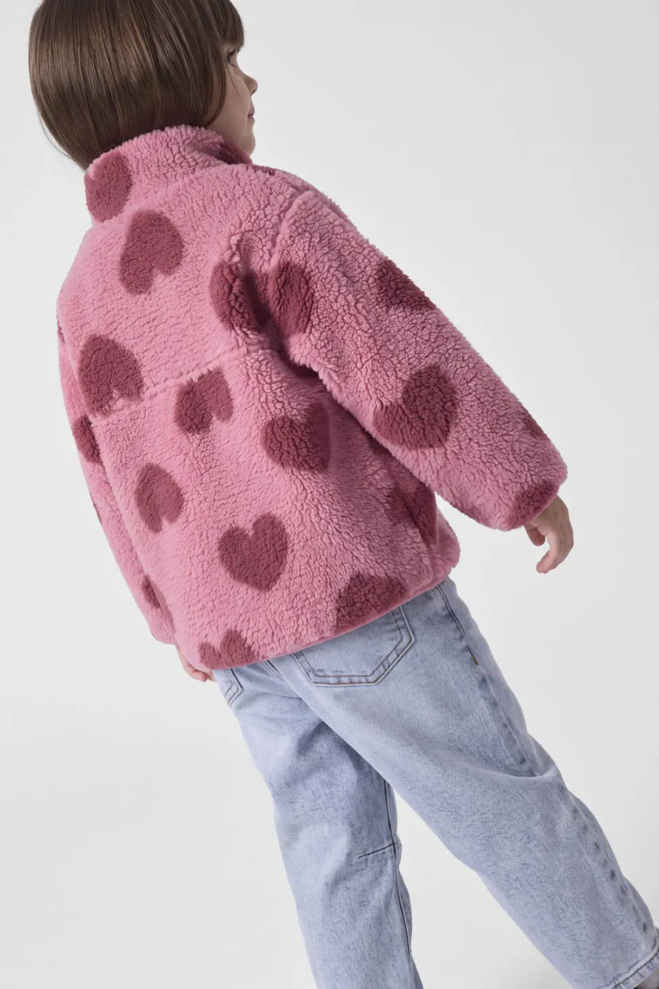 NAME IT MINI teddy jas met hartjes roze, foto 5