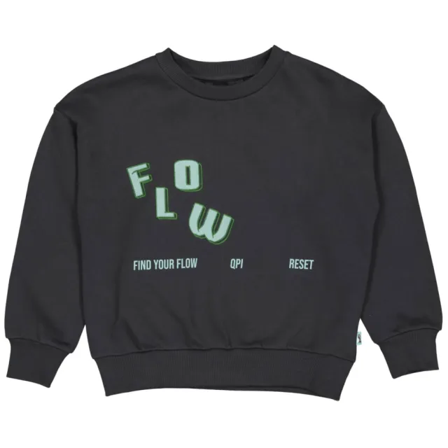 QPI sweater met tekst - antraciet