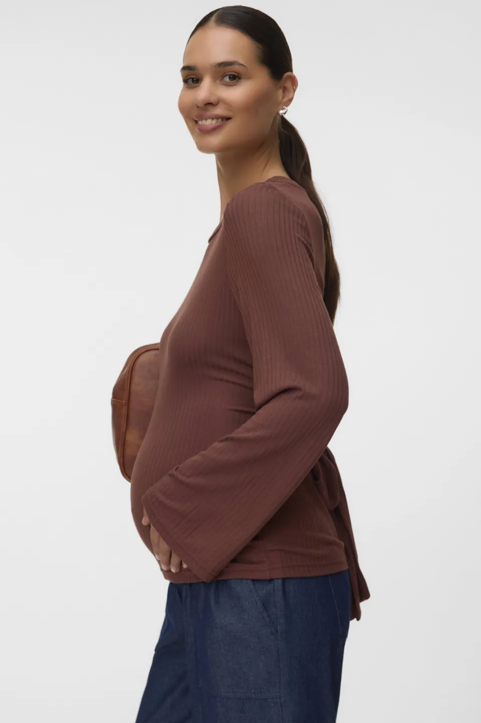 Mamalicious zwangerschapslongsleeve bruin, foto 6