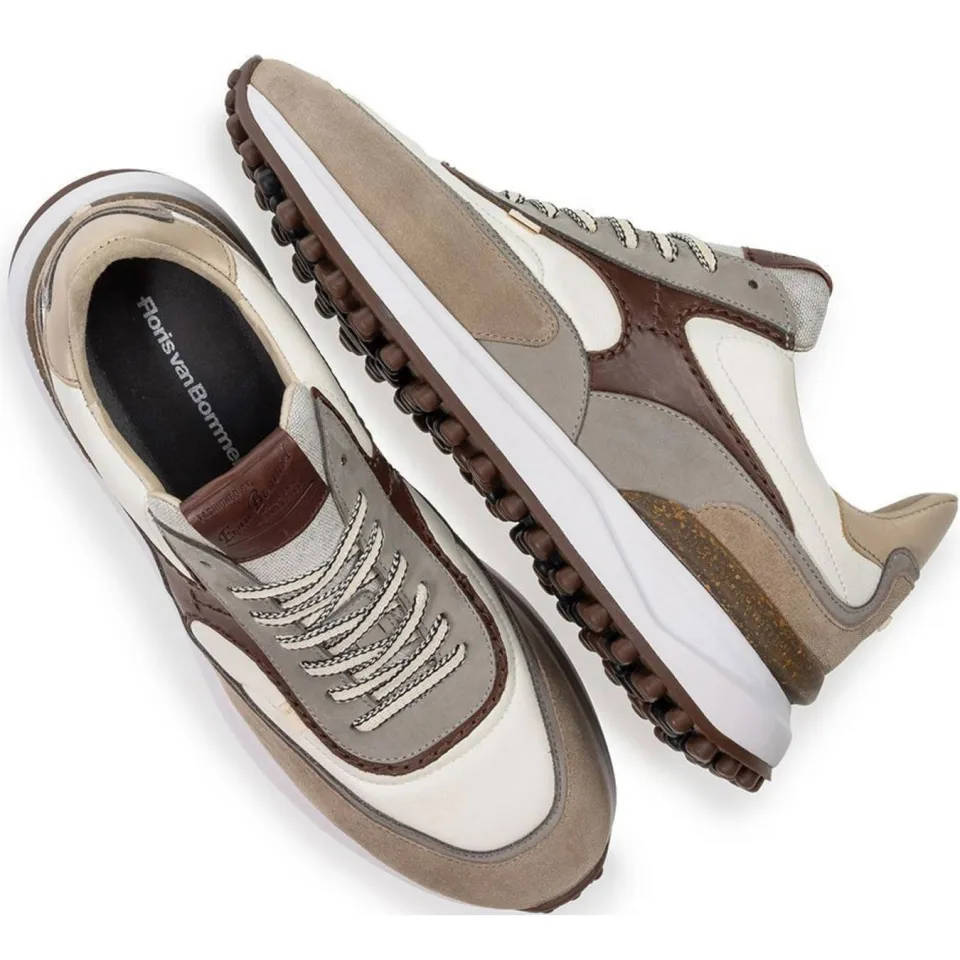 Floris Van Bommel Noppi 37.10 leren sneakers wit/bruin, foto 4