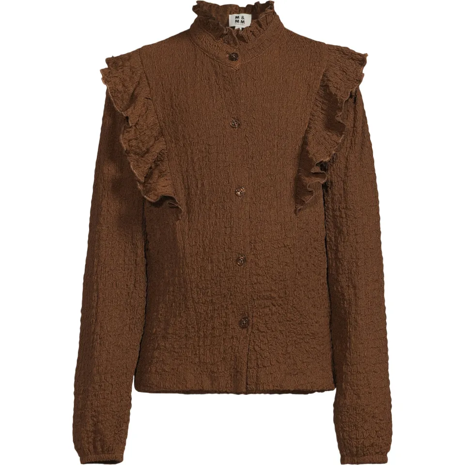 Me & My Monkey rechtvallende blouse met ruches donkerbruin, foto 2