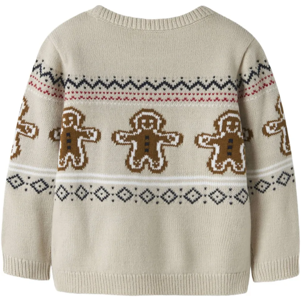 NAME IT MINI jacquard kersttrui met print - beige, foto 3