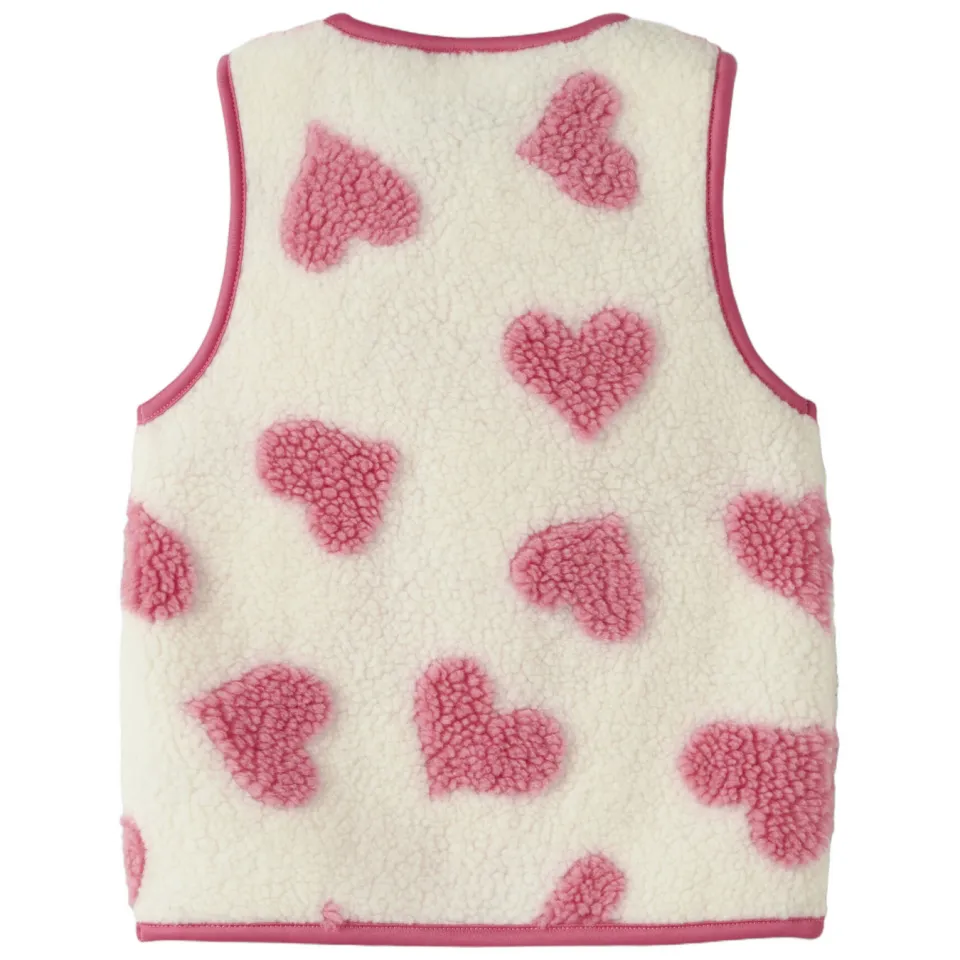 NAME IT MINI teddy jacquard gilet met hartjes - roze, foto 3