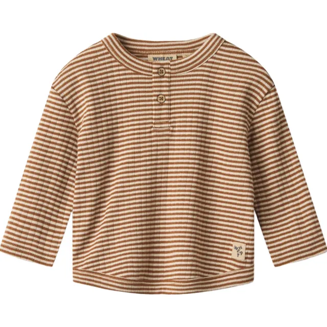 Wheat gestreepte longsleeve bruin/beige, foto 2