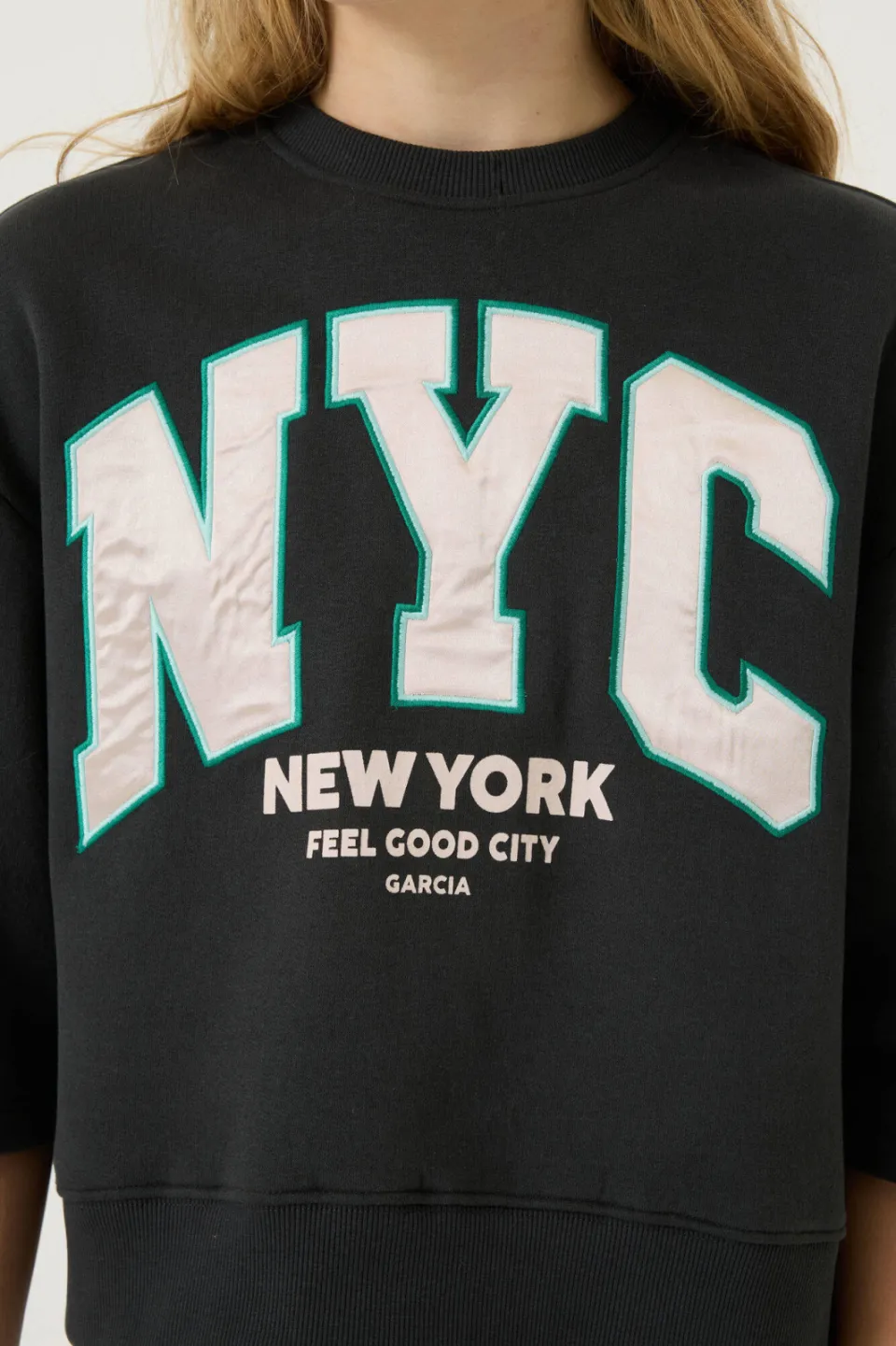 Garcia boxy cropped sweater met tekst - grijs, foto 4