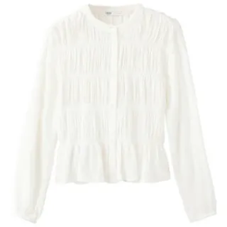 Mango blouse met smockwerk wit, foto 3