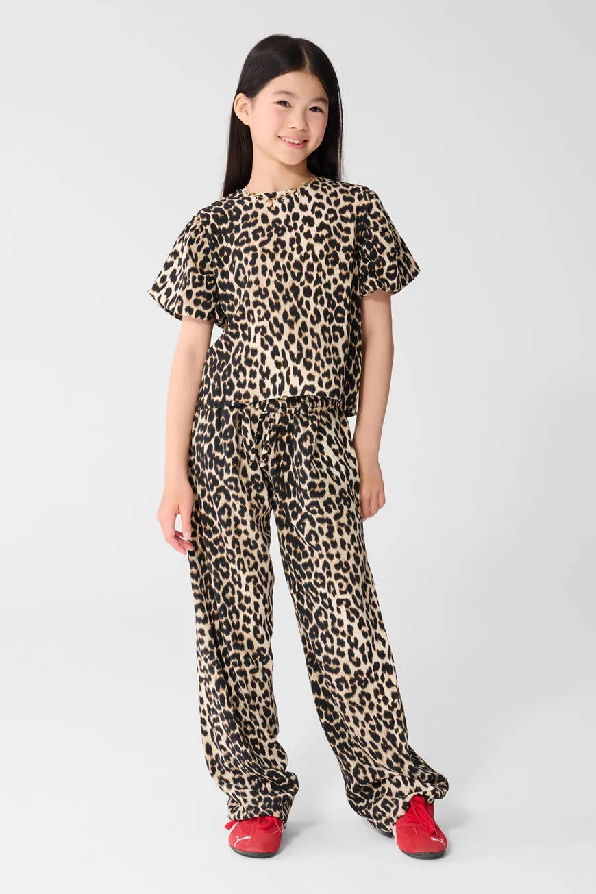 Shoeby high waist casual broek panterprint bruin Bruin/zwart