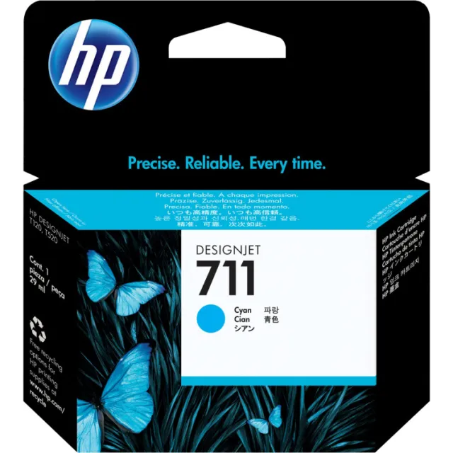 Hp 711 inktcartridge cyaan zwart