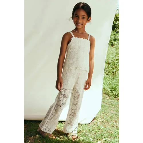Mango Kids gehaakte broek ecru, foto 4