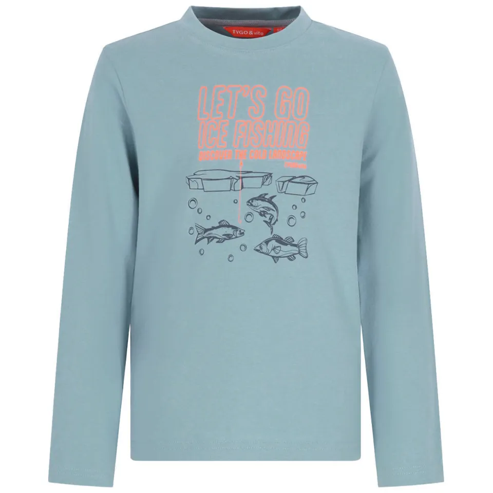 TYGO & vito jersey rechtvallende longsleeve met print lichtblauw, foto 2