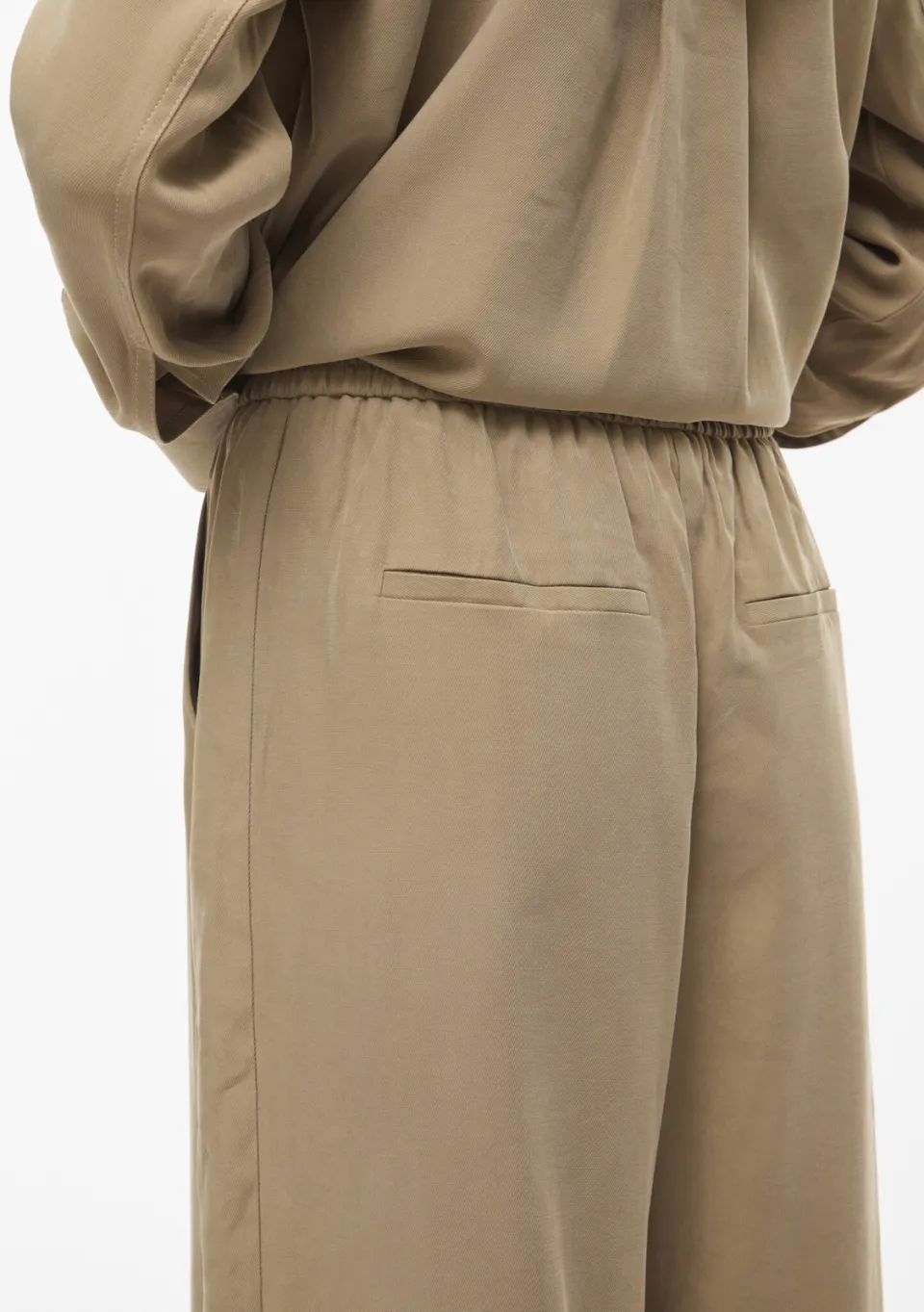 Rouge Edit wide leg high waist casual broek beige, foto 5