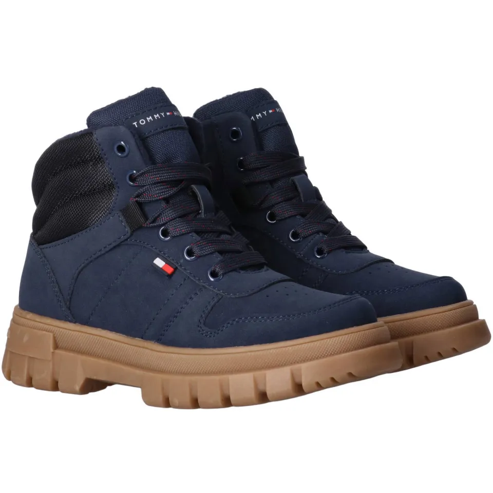 Tommy Hilfiger Schoolkind/tiener veterschoenen met profielzool - donkerblauw/zwart, foto 6