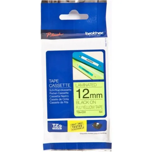 Brother TZe-C31 Tape Zwart op geel (12 mm)