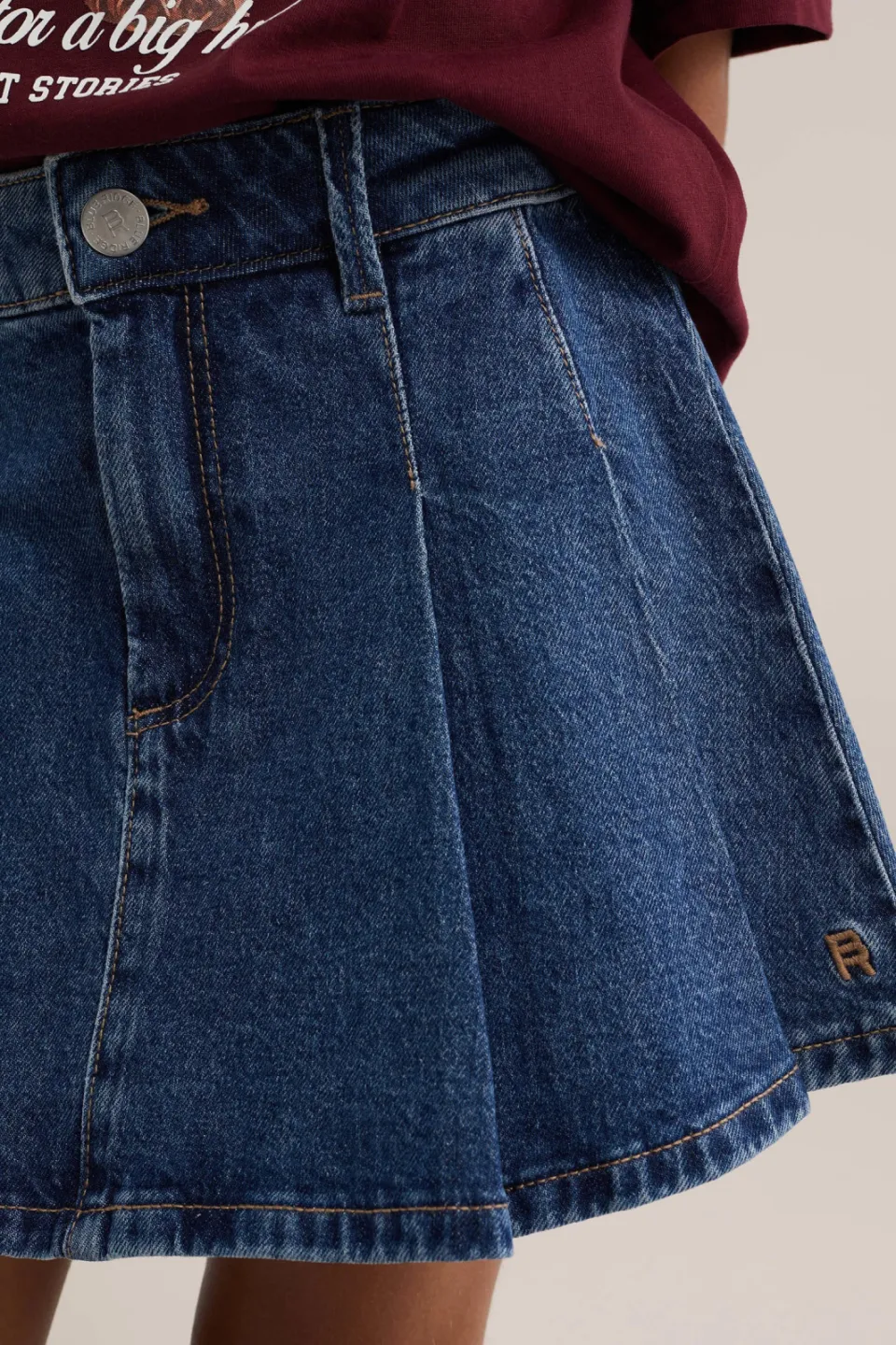 WE Fashion Blue Ridge spijkerrok met plooien mediumblauw, foto 5