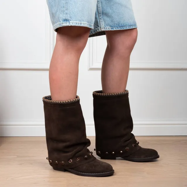 Haboob Camille suède laarzen met studs - bruin, foto 4