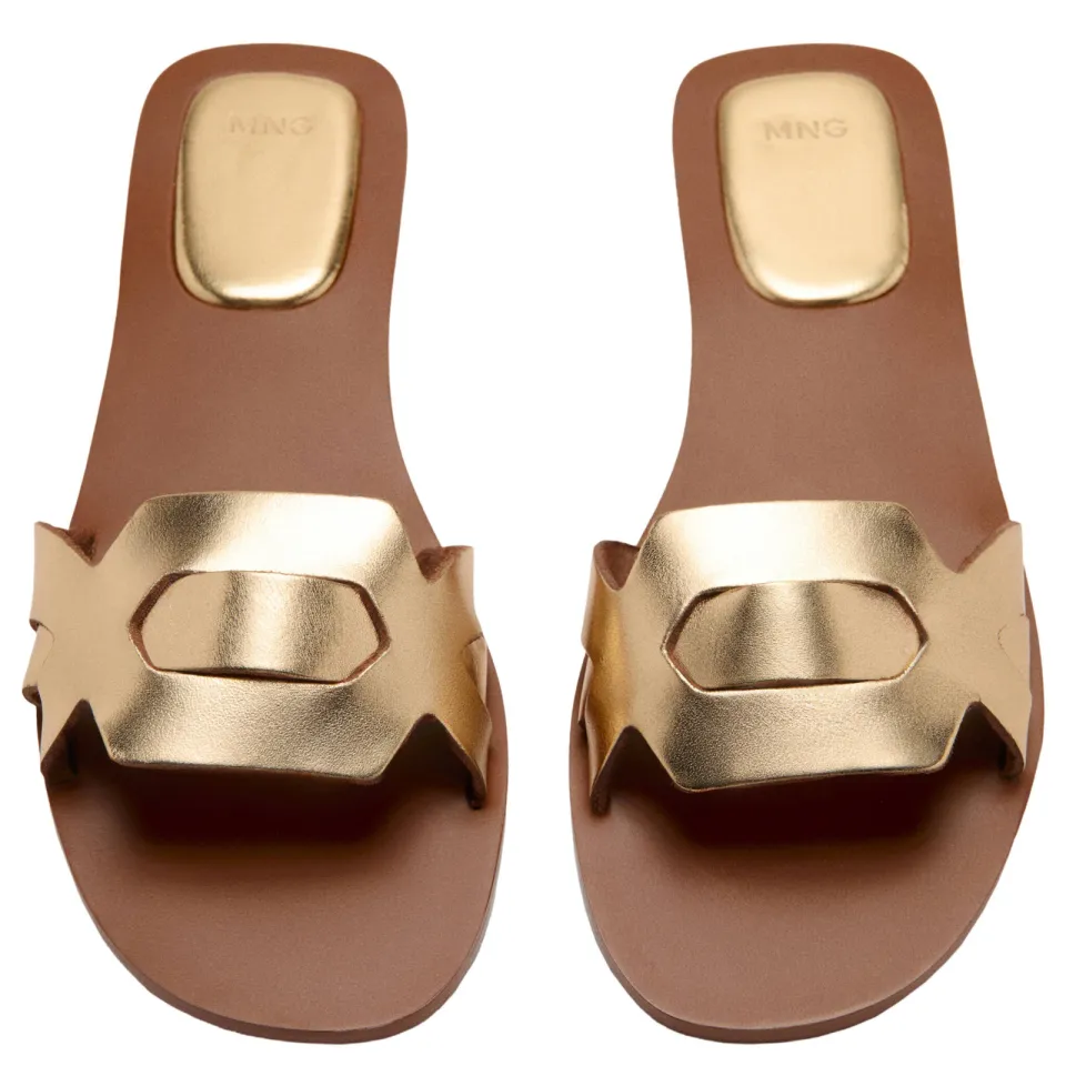 Mango TEEN leren sandalen goud, foto 3
