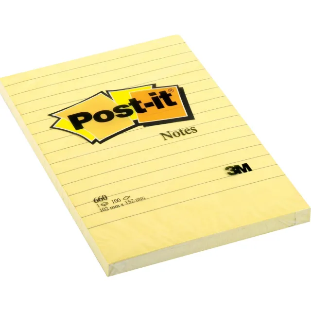 Post-It Notes Memoblok post-it 660 lijn 102x152mm canary yellow