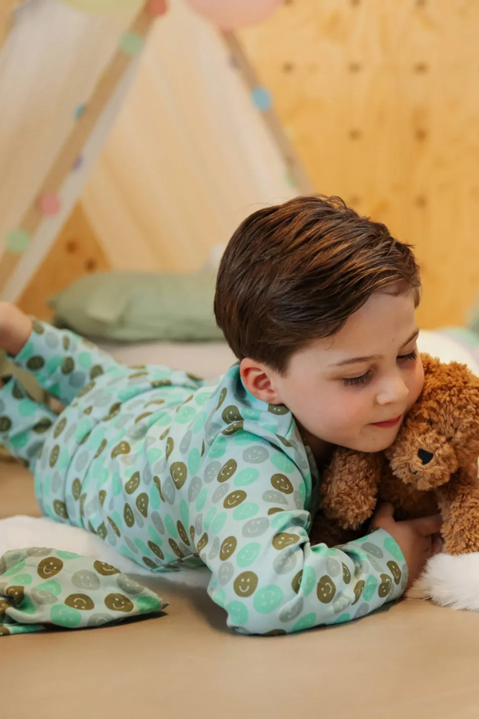 Stains&Stories pyjama met print lichtblauw/groen
