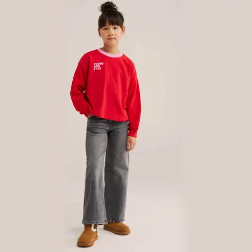 WE Fashion sweater met tekst - rood/lichtroze, foto 3