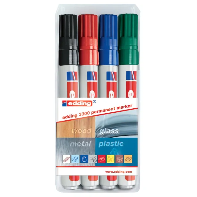 Edding Viltstift edding 3300 schuin 1-5mm assorti blister blauw
