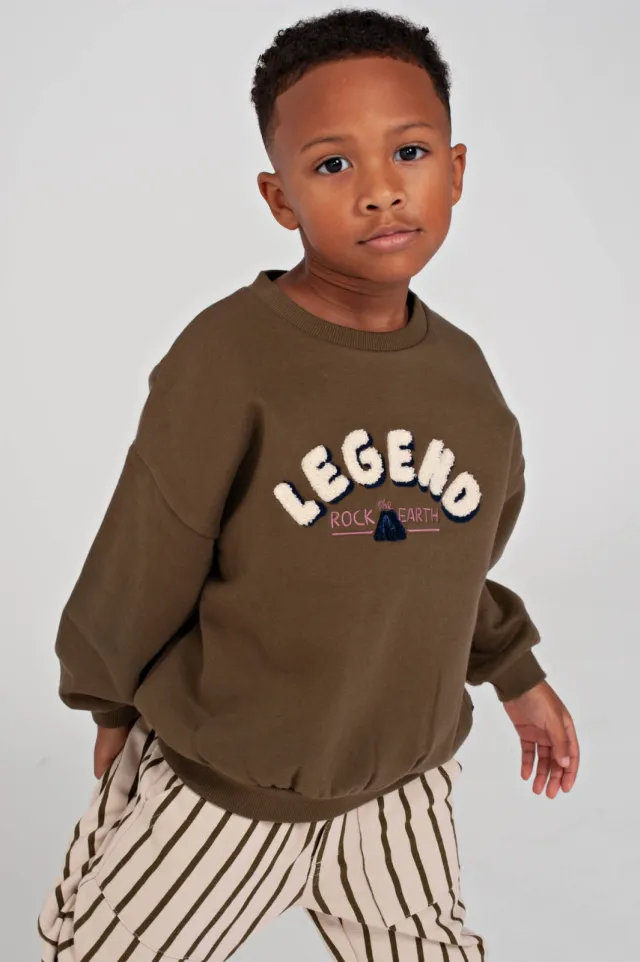 Sturdy sweater Rock the Earth - armygroen Army/ecru/mauve
