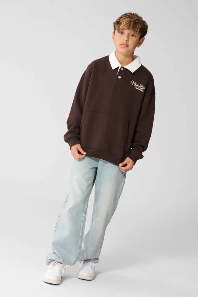 Shoeby sweater met logo - donkerbruin