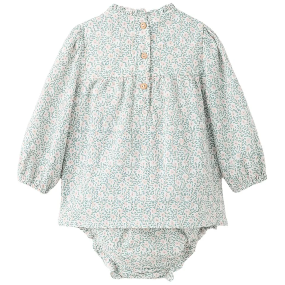 Mango Kids gebloemde set met smockwerk - groen/roze, foto 2
