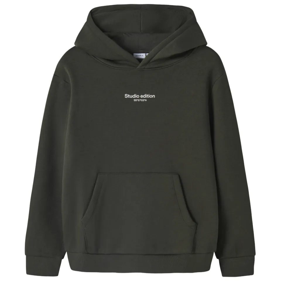 NAME IT KIDS hoodie met tekst donkergroen, foto 3