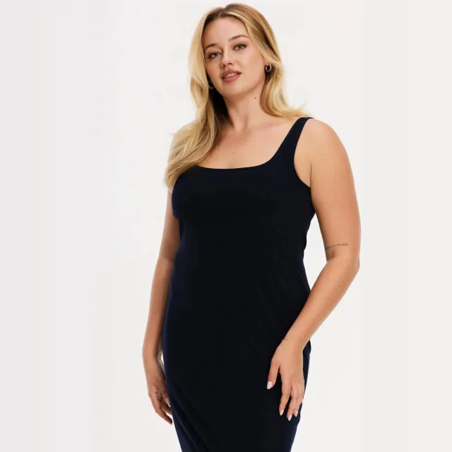 Yoek midi bodycon jurk donkerblauw