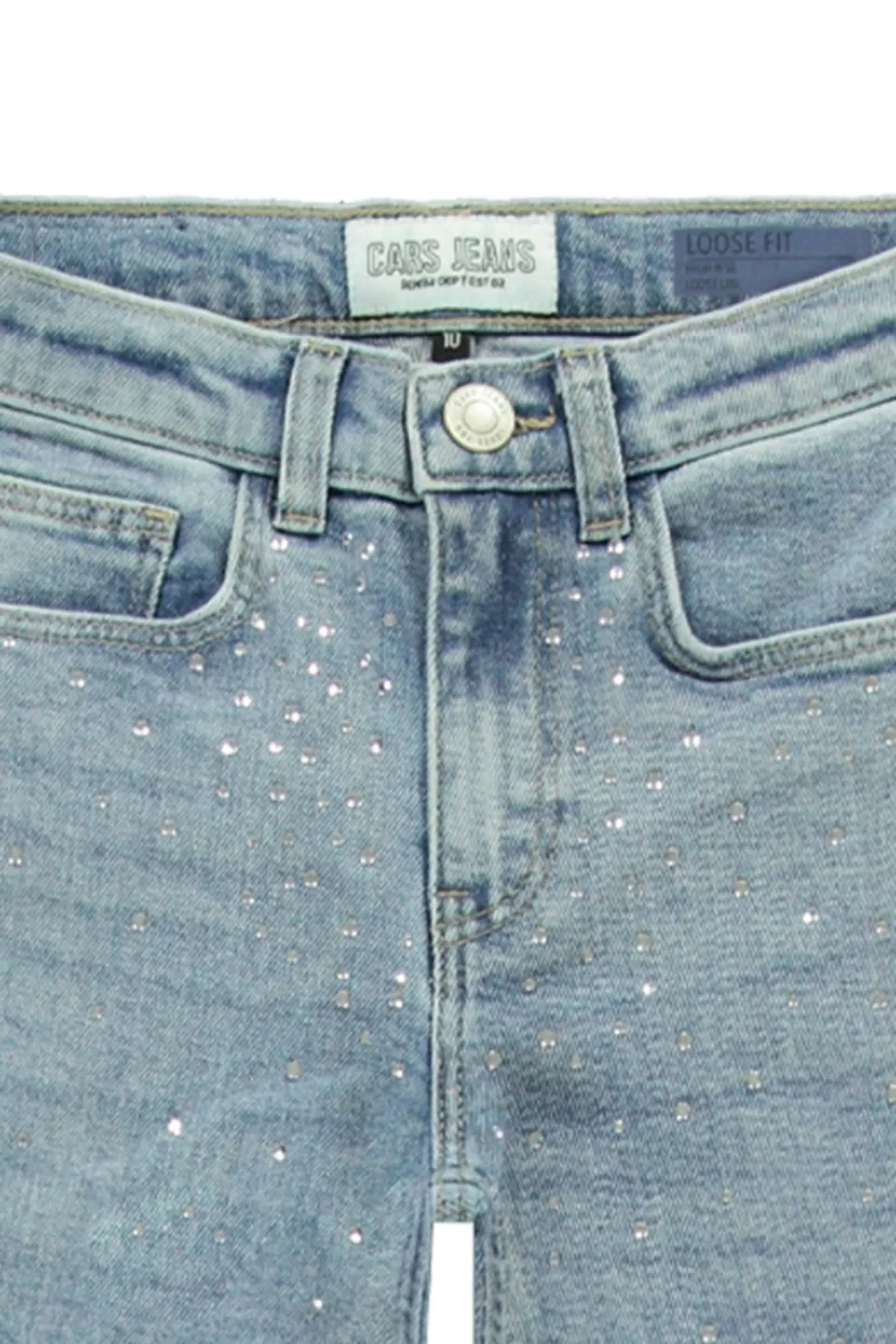 Cars high waist straight leg jeans YARA met all over print rhinestone blue, foto 3