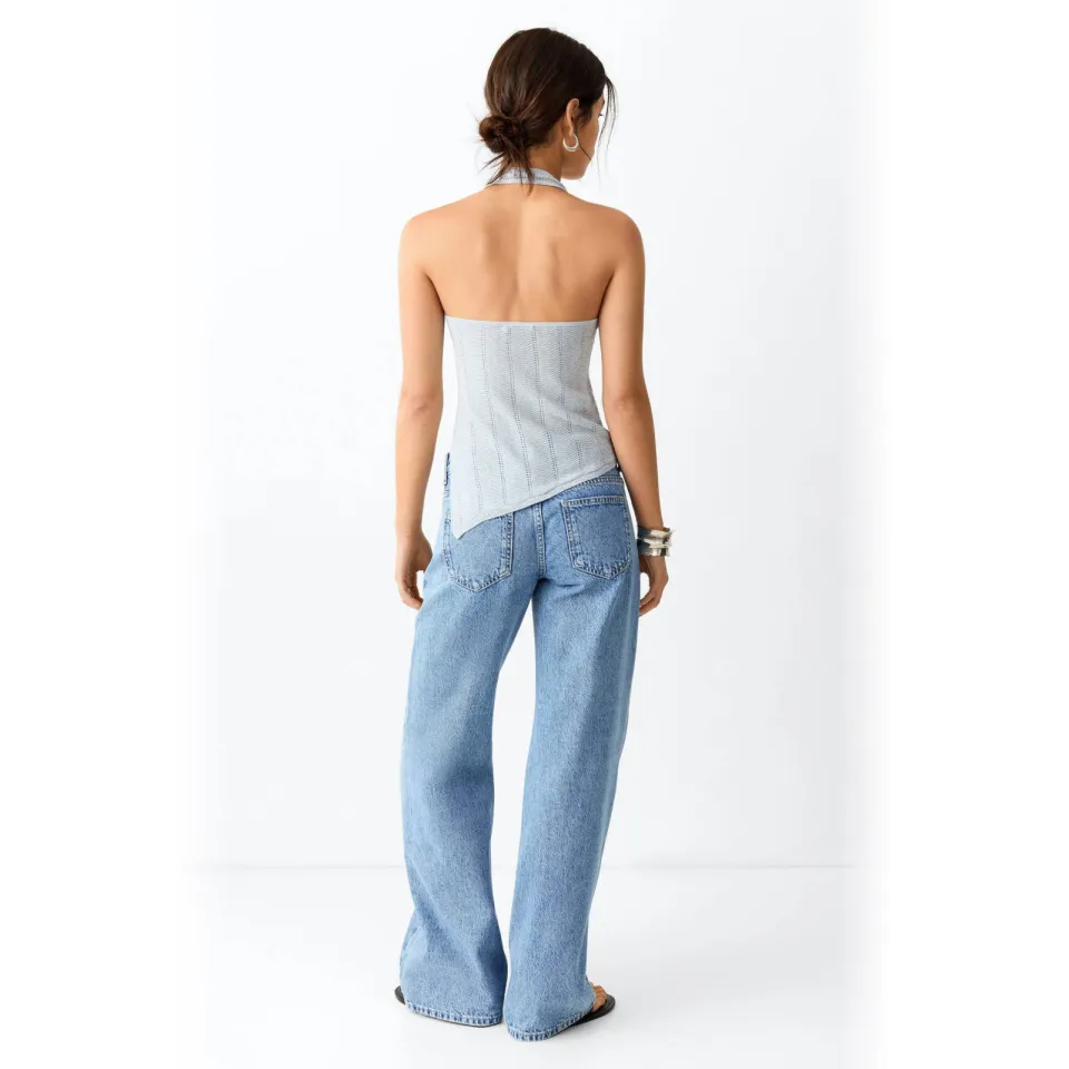 Mango TEEN wide leg jeans met studs - mediumblauw, foto 5
