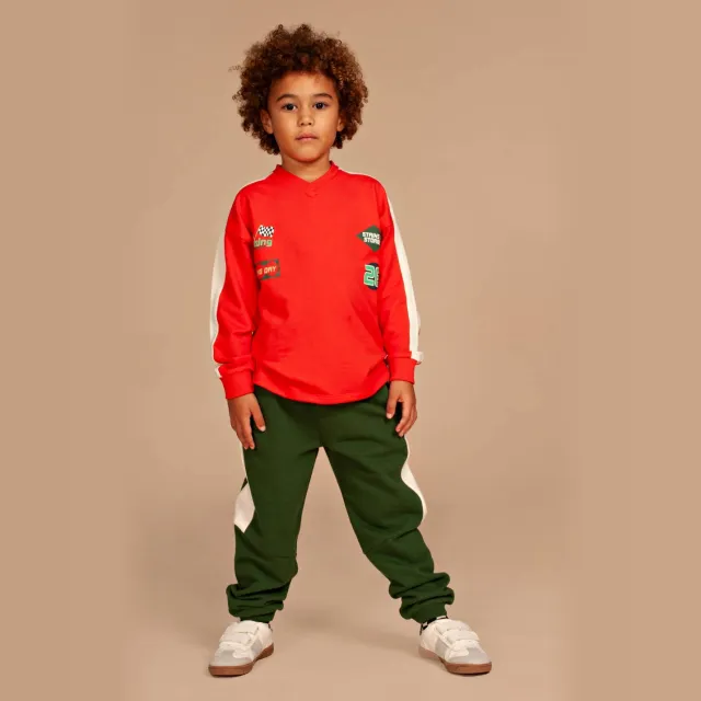 Stains&Stories loose fit joggingbroek groen Groen/ecru