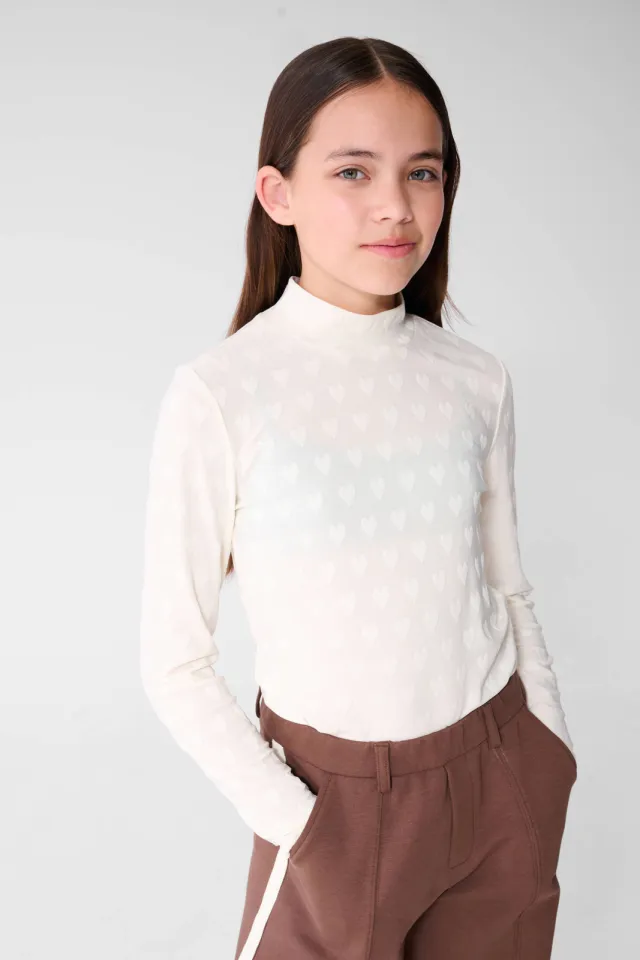 Shoeby longsleeve met hartjesprint ecru