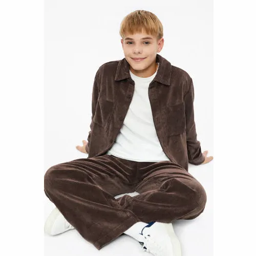 s.Oliver corduroy overhemd - donkerbruin