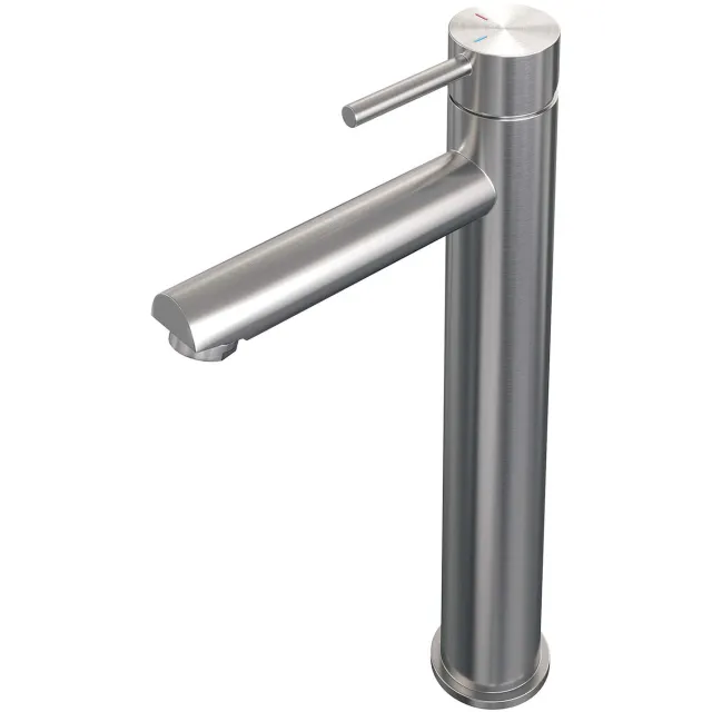 Brauer Wastafelmengkraan Brauer Brushed Edition Coldstart Opbouw Hoog Ronde Hendel Geborsteld RVS PVD