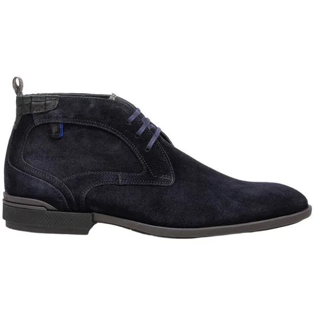 Floris Van Bommel De Hakker 01.04 suède veterboots - donkerblauw