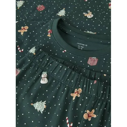 NAME IT kerst pyjama met print groen, foto 3