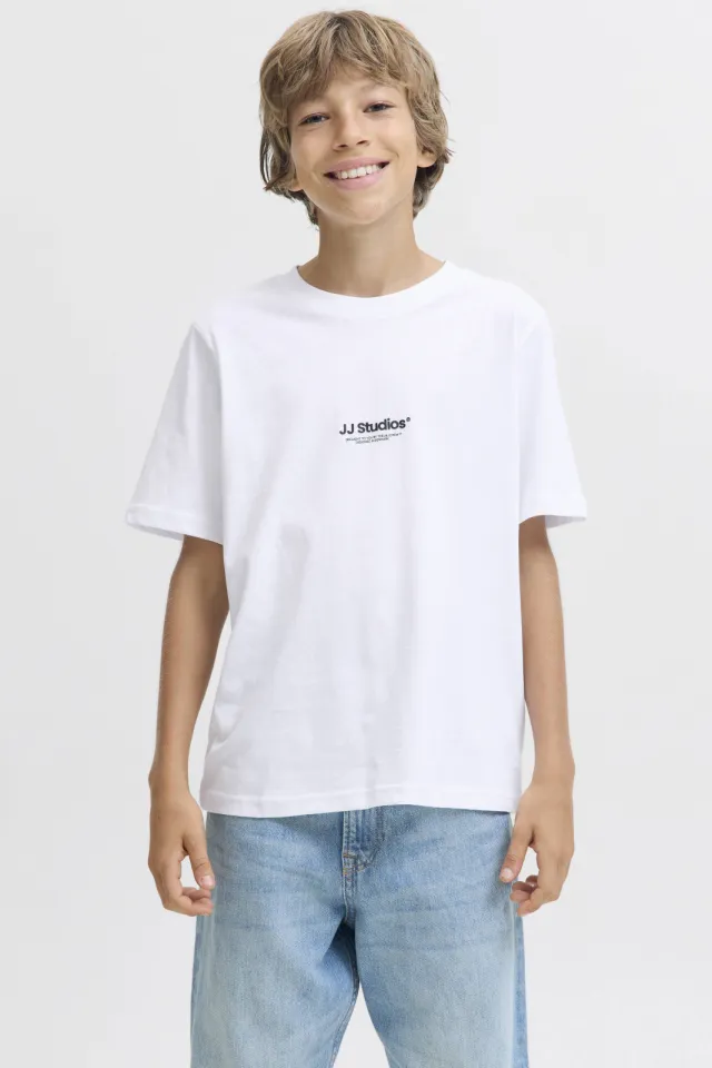 Jack & Jones junior T-shirt wit met tekst