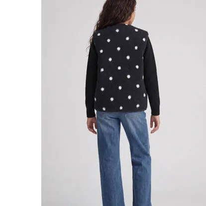 JJXX GIRL rechtvallend teddy gilet met stippen - zwart, foto 5