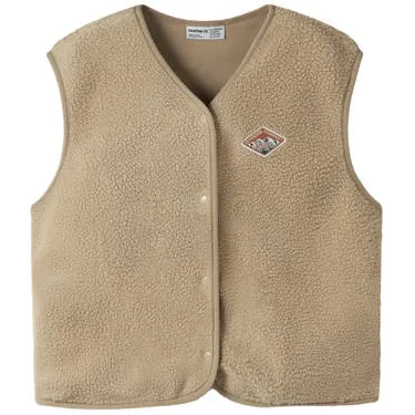 NAME IT KIDS teddy rechtvallend gilet - lichtbruin Effen