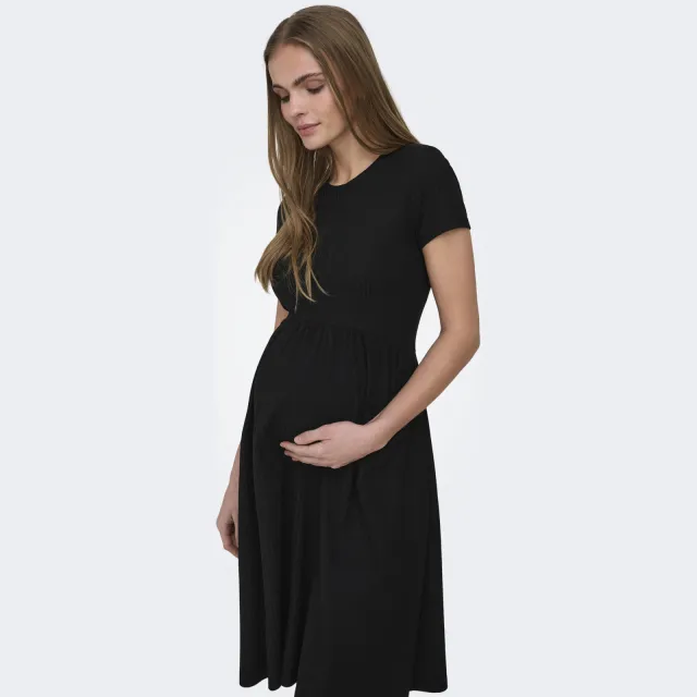 Only MATERNITY zwangerschaps midi jurk zwart, foto 2