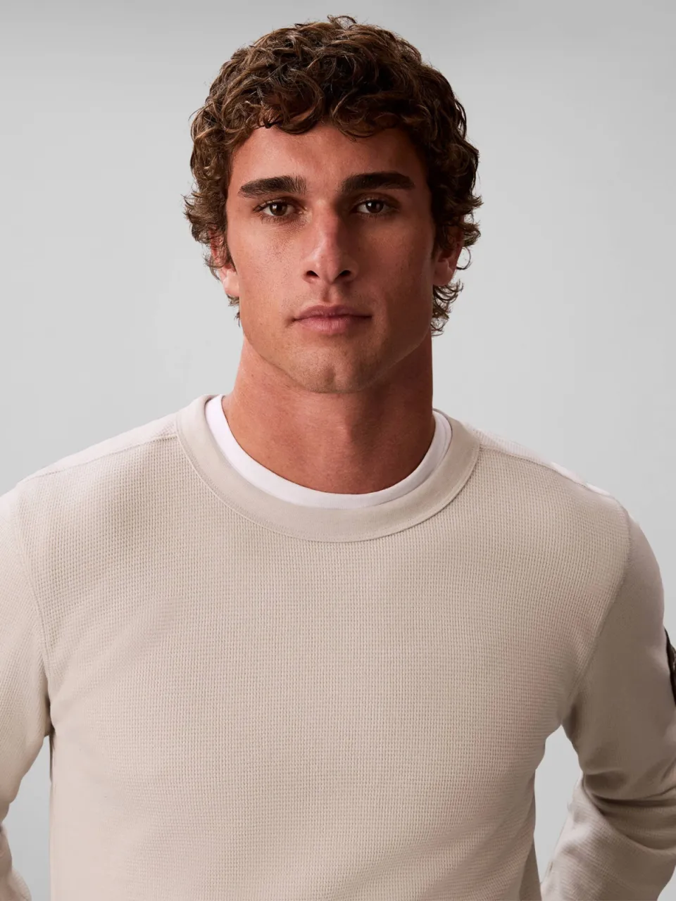 Calvin Klein JEANS regular fit longsleeve met wafelstructuur - moonstruck, foto 7