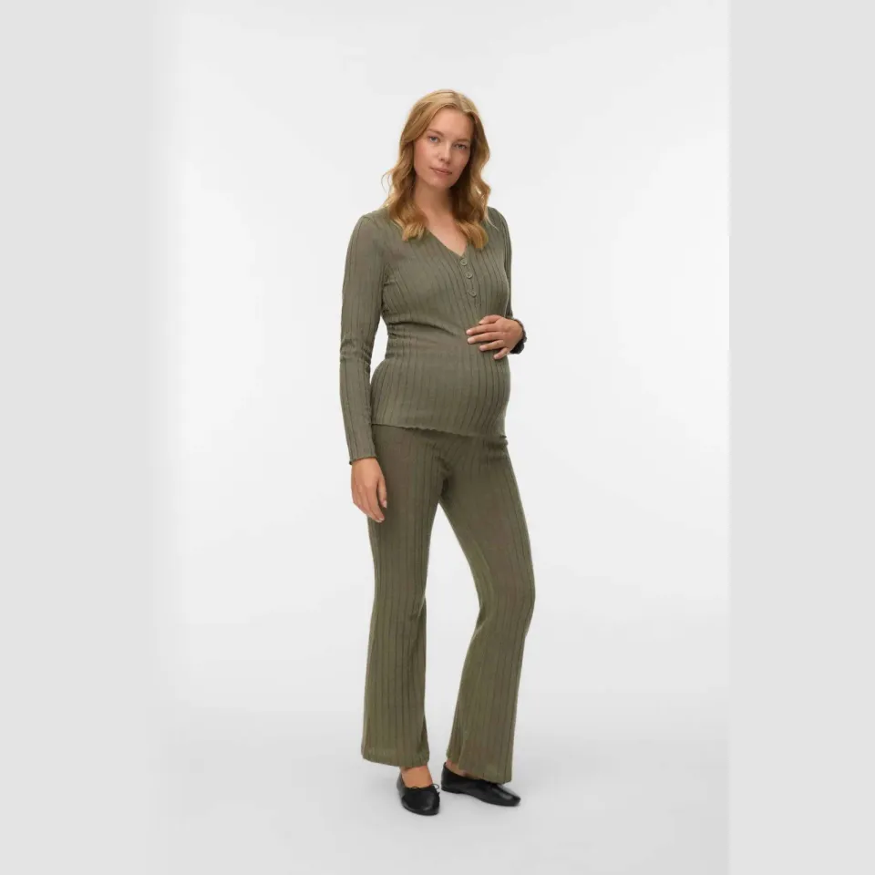 Mamalicious flared high waist zwangerschapsbroek groen