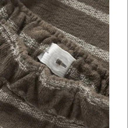 Lil' Atelier gebreide gestreepte babybroek bruingroen, foto 6