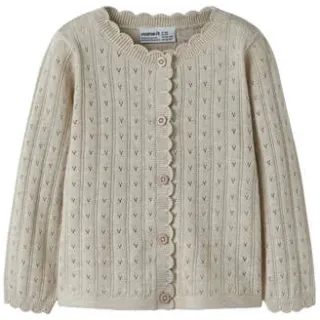 NAME IT MINI katoenen rechtvallend gebreid vest - beige Effen