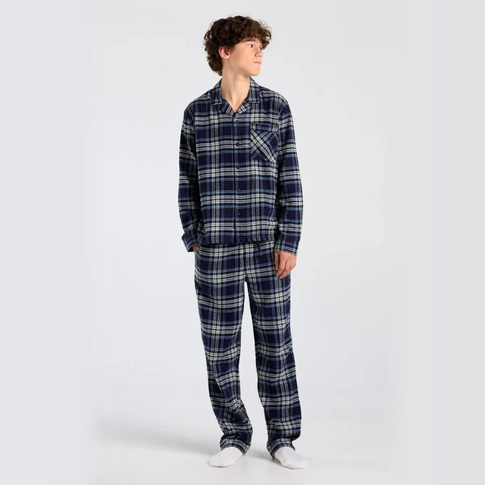 America Today geruite pyjama donkerblauw wit donkerblauw/wit