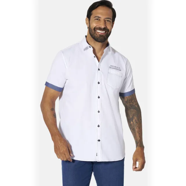 Jan Vanderstorm +FIT Collectie regular casual overhemd donkerblauw